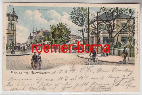 78699 Ak Lithographie Salutation de Neumünster Louisenstrasse 1904