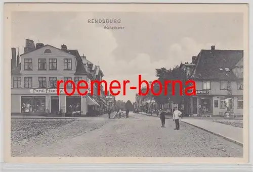 78712 Ak Rendsburg Königstrasse avec pharmacie, etc. vers 1910