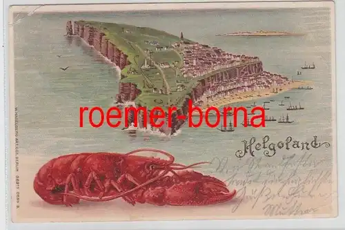 78724 Ak Lithographie Helgoland Vue totale et homard 1905