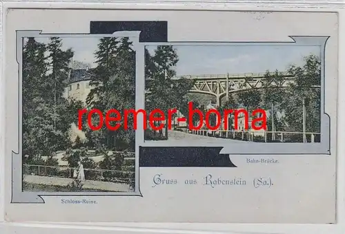 78729 Mehrbild Ak Gruß aus Rabenstein Schloßruine, Bahn Brücke 1907