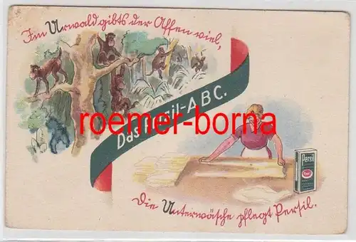 78800 Publicité humour Carte 'Le Persil ABC' Lessive De lave-linge vers 1930