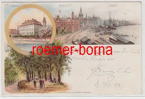 78840 Ak Lithographie Gruss de Kiel Schloss, Post, Port 1897
