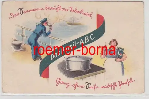 78898 Publicité humour Carte 'Le Persil ABC' Lessive De lave-linge vers 1930
