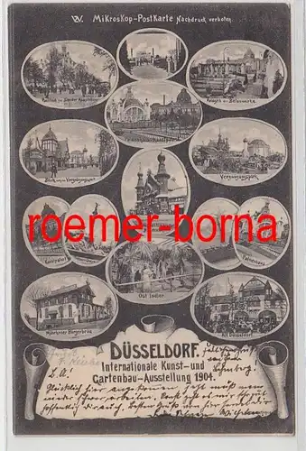 78902 Mikroskop-Postkarte Düsseldorf Int. Kunst- u. Gartenbau-Ausstellung 1904