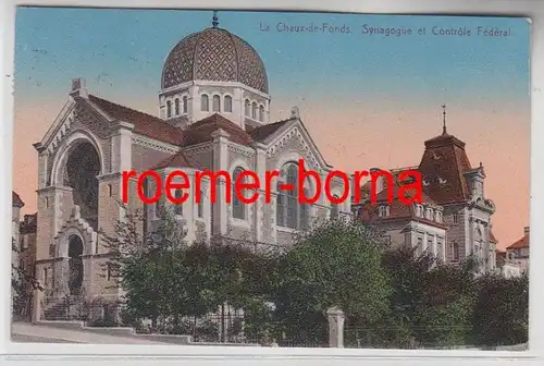 78906 Judaika Ak La Chaux de Fonds Synagogue et Contrôle Federal 1916