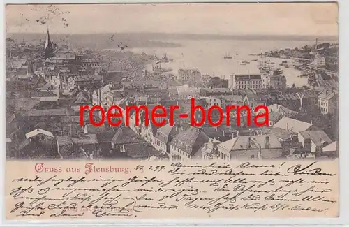 78951 Ak Gruß aus Flensburg Totalansicht 1899