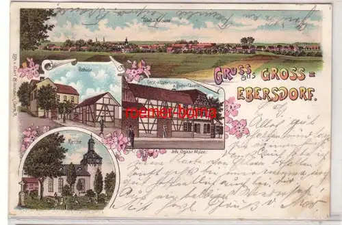 78954 Ak Lithografie Gruss aus Gross-Ebersdorf Gasthaus z.guten Quelle usw. 1905