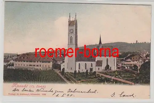 78964 Ak Küsnacht (Canton Zürich) Totalansicht mit Kirche um 1900