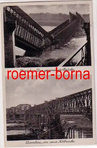 79047 Multi-image Ak Dirschau Le pont explosé / Le nouveau pont d'urgence 1940