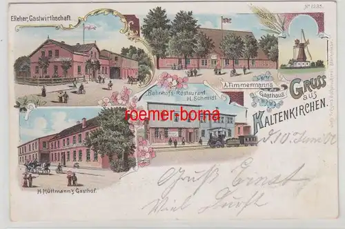 79082 Ak Lithographie Gruss aus Kaltenkirchen verschiedene Gasthäuser 1900