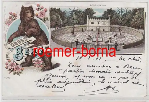 79189 Ak Lithographie Gruss de Berne Oursgraben 1897