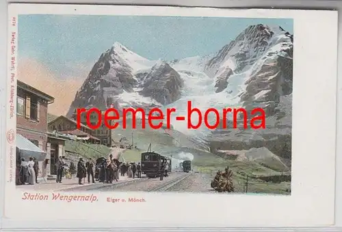 79196 Ak Station Wengernalp Eiger und Mönch um 1900