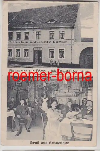 79263 Mehrbild Ak Gruß aus Schkeuditz Restaurant zur Börse 1920