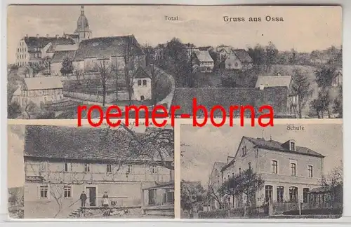 79267 Mehrbild Ak Gruss aus Ossa Totale, Gasthof Pechstein, Schule 1917