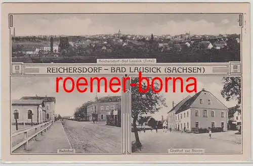 79268 Mehrbild Ak Reichersdorf - Bad Lausick Sa. Total, Bahnhof, Gasthof 1915