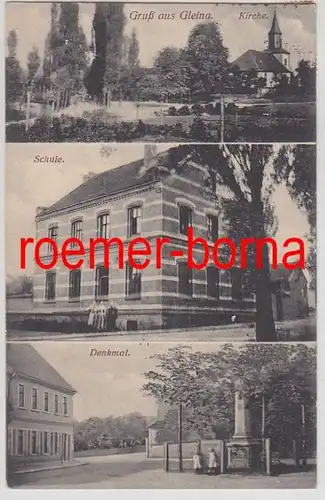 79386 Mehrbild Ak Gruß aus Gleina Kirche, Schule, Denkmal 1921