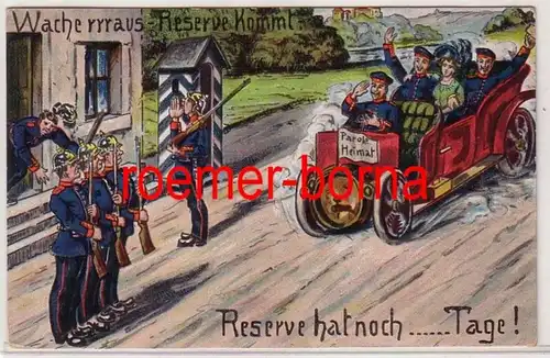 79467 Künstler Ak Militär Humor 'Reserve hat noch ... Tage!' 1912