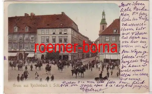 79469 Ak Gruss aus Reichenbach i.Schl. Dzierzoniów Neutert's Hotel 1912
