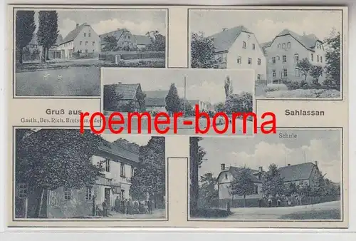79486 Mehrbild Ak Gruß aus Sahlassan Gasthaus, Schule usw. um 1930