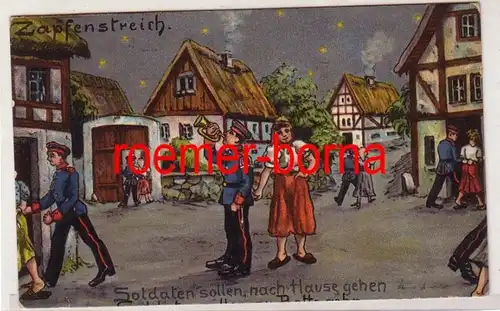 79571 Künstler Ak Militär Humor 'Zapfenstreich' 1912