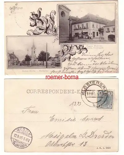 79580 Mehrbild Ak Klostergrab Hrob Kathol. Kirche & Geschäft L. Schneider 1905