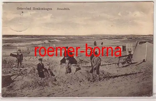 79592 Ak Ostseebad Henkenhagen Strandbild 1910