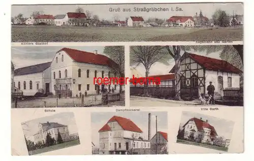 79683 Mehrbild Ak Gruß aus Straßgräbchen i.Sa. Dampfmolkerei usw. um 1910