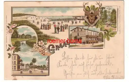 79684 Ak Lithographie Greuss de Graal Ahtert's Hotel, écluse, plage 1899