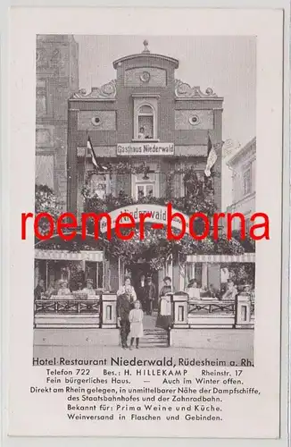 79792 Ak Rüdesheim am Rhein Hotel Restaurant Niederwald vers 1930