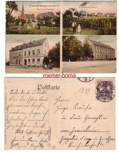 79818 Mehrbild Ak Gruss aus Jerisau b. Glauchau Sa. Gasthof, Restaurant ua. 1920