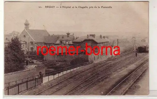 79836 Feldpost Ak Bruay L'Hospital et la Chapelle pris de la Paserelle 1914