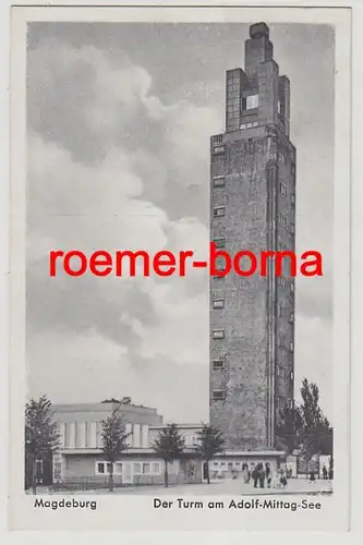 79848 Ak Magdeburg Der Turm am Adolf-Mittag-See 1950
