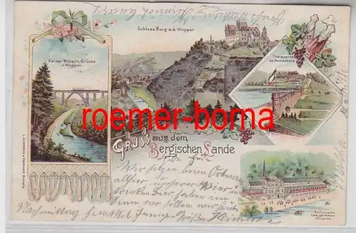 79909 Ak Lithographie Gruss aus dem Bergischen Lande Restauration usw.1900