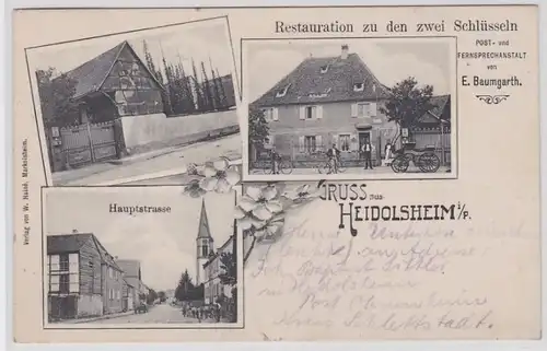 79914 Mehrbild Ak Gruß aus Heidolsheim i.P. Restauration zu den 2 Schlüsseln