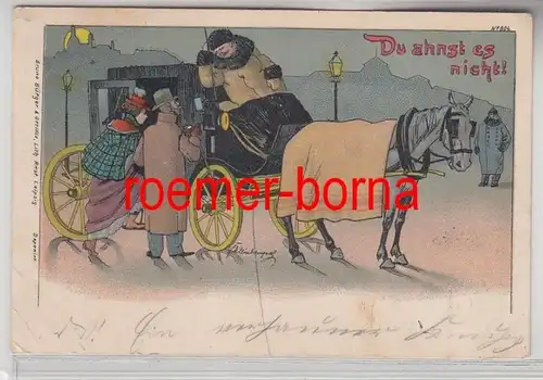 80013 Bruno Bürger Künstler Ak 'Du ahnst es nicht!' Pferdekutsche 1898