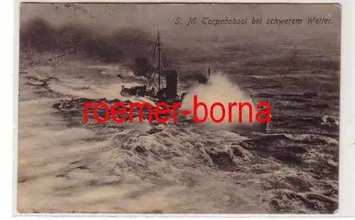 80044 Ak S.M.Torpedoboot par temps difficile 1913