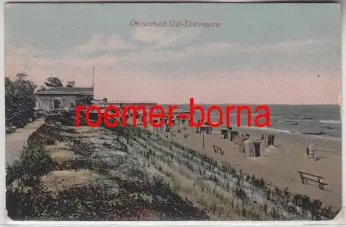 80212 Präge Ak Ostseebad Ost-Dievenow Dziwnów Strand 1912