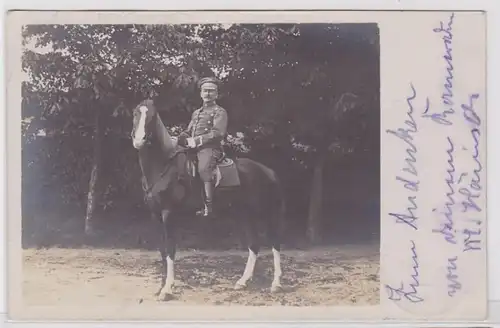80341 Foto Feldpost AK Cottbuser Soldat Husar auf Pferd 1916