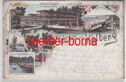 80490 Ak Lithographie Gruss aus Kolberg Hotel & Pension usw. 1897