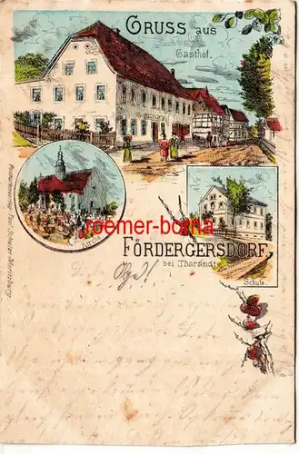 80813 Ak Lithographie Gruss von Fördersdorf bei Tharandt Gasthof etc. 1901