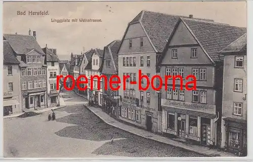 80959 Ak Bad Hersfeld Lingplatz avec Weinstrasse avec magasins 1911