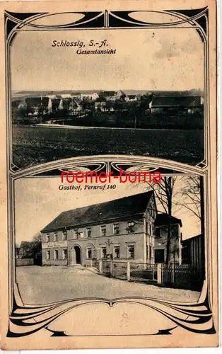 81174 Mehrbild Ak Schlossig S.-A. Gesamtansicht und Gasthof 1920