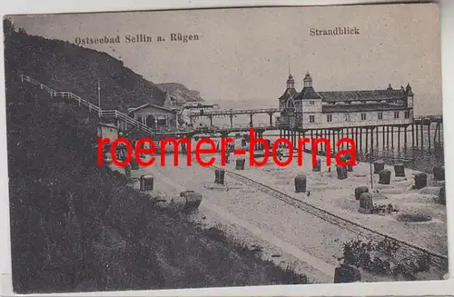 81196 Ak Balte Balnéo Sellin sur Rügen Vue plage 1921