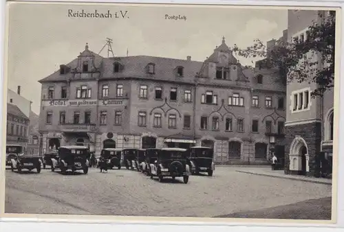 81562 AK Reichenbach im Vogtland - Postplatz mit Hotel 'zum goldenen Lamm' 1942