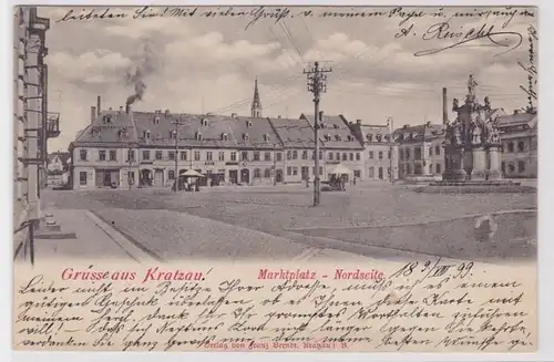 81586 Ak Gruß aus Kratzau Chrastava Marktplatz Nordseite 1899