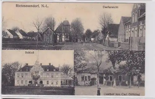 82805 AK Riezzneuendorf - Vue du village, Auberge de Carl Güüthling, Château 1919