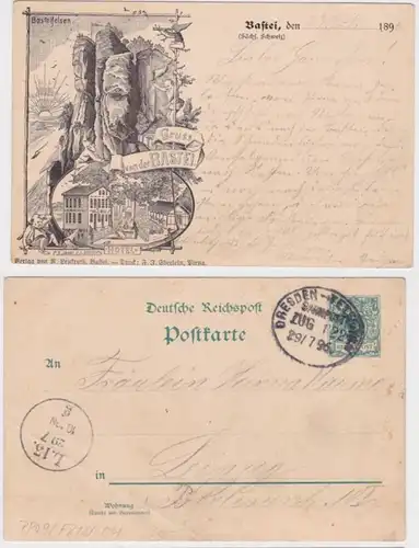 83137 DR Ganzsachen Postkarte PP9/F218/04 Bastei sächs.Schweiz 1896
