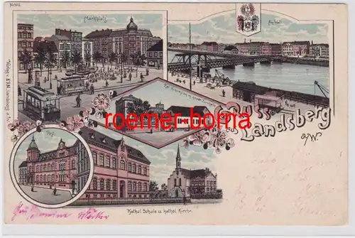 83361 Ak Lithographie Gruss de Landsberg a.W. Gorzów Wielkopolski 1903