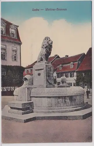 84189 Ak Lucka Wettiner Brunnen um 1910
