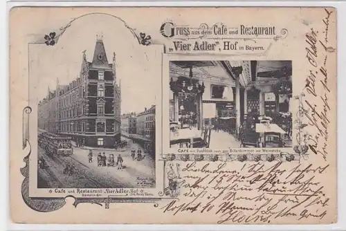 85479 Multi-image Ak Salutation du restaurant 'Quatre Adler' Hof en Bavière 1904